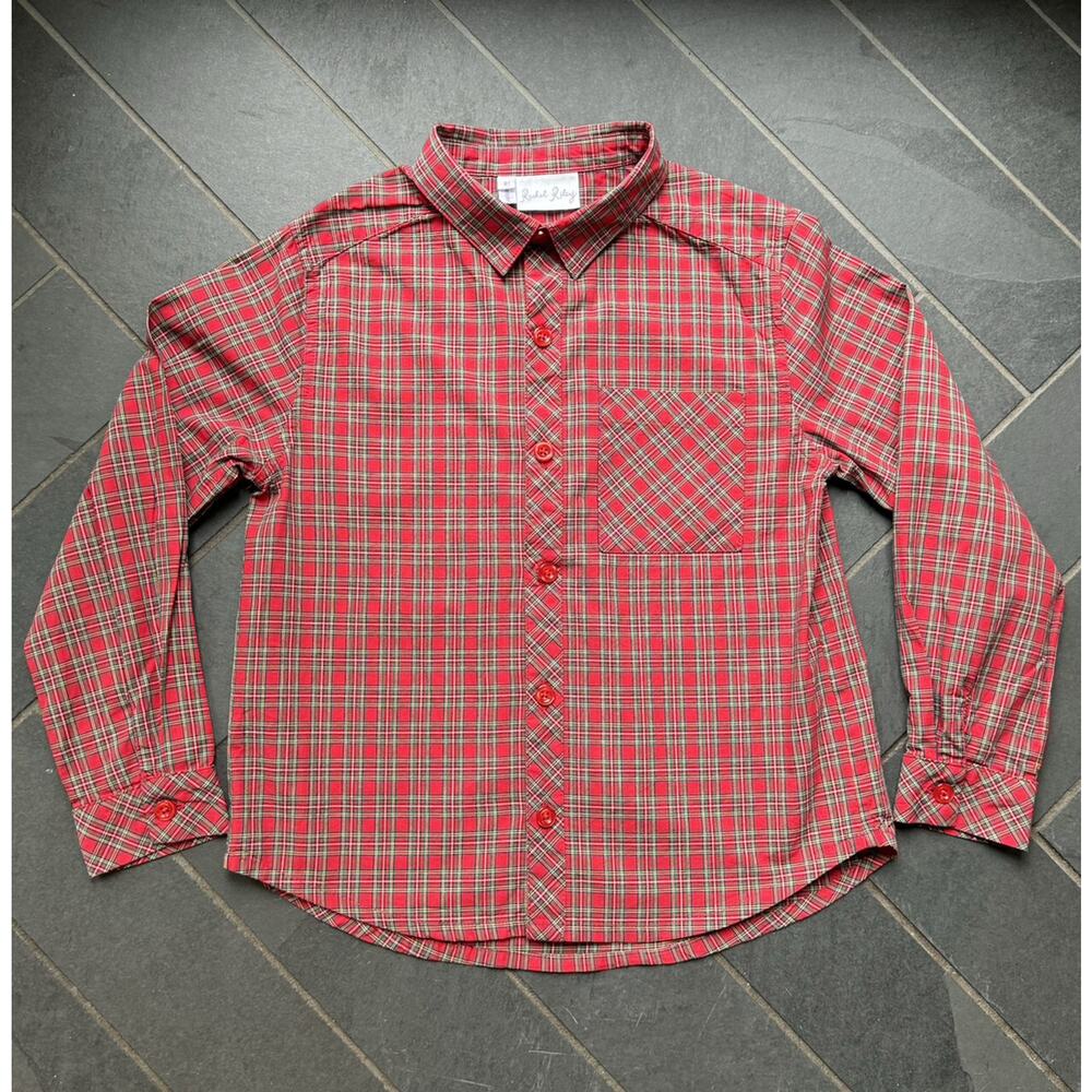 Rachel Riley Red Tartan Dress Shirt size 8Y